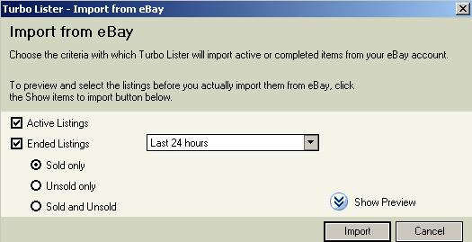 Import from ebay Another way to add items to Item Inventory is to import them from ebay