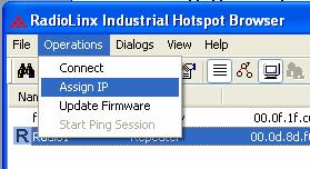 If no IP address appears: Select the Radio on the list Technical Note Then