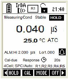2.3 Conductivity Measurement Mode In conductivity measurement mode, the meter displays conductivity and temperature readings.