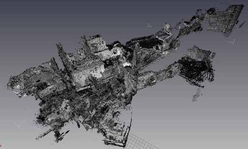 Figure 1 The entire point cloud, processed by Geovast 3D Creating 3D Models Georeferencing was done using RTK and the TERIA network on 18 specific targets in order to precisely align the two