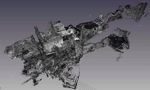 The 3D model features approximately 1 billion points after data unification. The surveyor used a Leica HDS 7000 scanner, which has ranging errors within 2 millimeters.