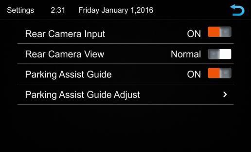 Assist Guide Adjustment Touch > to enter Parking Assist Guide Adjustment interface to show the below screen
