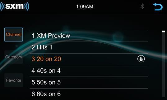 changed. Lock Channel Press > of the Lock Channel in SiriusXM setting menu to enter the Lock channel interface as below.