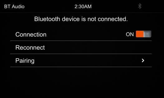 11. Bluetooth Audio Touch the BT Audio icon to enter Bluetooth Audio playing mode. If the Bluetooth is connected, the music will be playing as following shown.