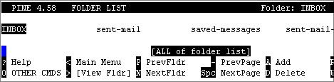 28 SSH Secure Shell Client Selecting a Mailbox Folder Pine gives you the option to choose one of the following folders directly: INBOX sent-mail saved-messages sent-mail-[last month]-[the year of
