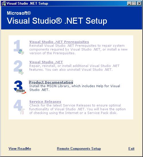 On completion of the installation, the Microsoft Visual Studio.NET Setup window is again displayed.