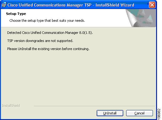 than the one already installed, the Setup Type screen, Figure 4-8, displays with this option: Uninstall