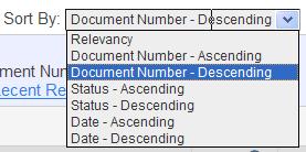 bibliographic data of the document The status of each document is given. Filters allow you to select the status types you want to display in the results set.