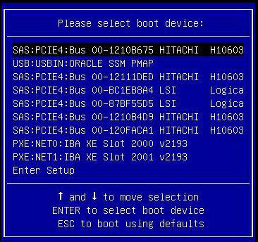For UEFI mode, the following screen appears: Note Your Please Select Boot Device menu options might differ depending on the type of disk controller installed in your server. 4.