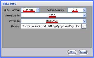 The first time you start neodvd the DISC FORMAT box should be set to DVD- Video, the VIDEO QUALITY box should be set to Best, and the VIEWABLE IN box should be set to NTSC.