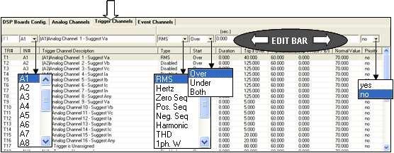 Figure 2-81 Trigger Channels Tab o TR#: This column displays the analog trigger numbers available to be assigned to an analog channel.