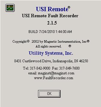 3.2 USIRemote Header Panel Figure 3-13 Help Menu About The USIRemote screen header displays the same information as the WinDFR screen header (see Section 2.2.1). 3.3 USIRemote Message Window The USIRemote Message Window displays information regarding the operations of the application.