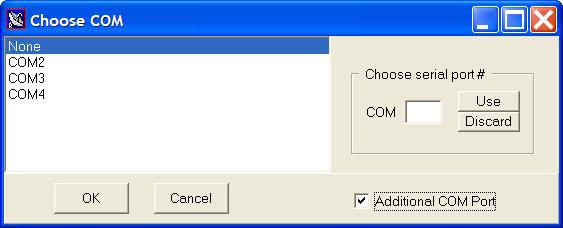 Select Direct COM from the Communication menu to display the following submenu choices. o Choose COM: This selection displays the Choose COM window.