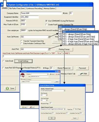Figure 2-30 WinDFR System Configuration Window General Tab Company Name Enter the company name of the user here. This is NOT a required field. # Units Number of Units is typically 1.