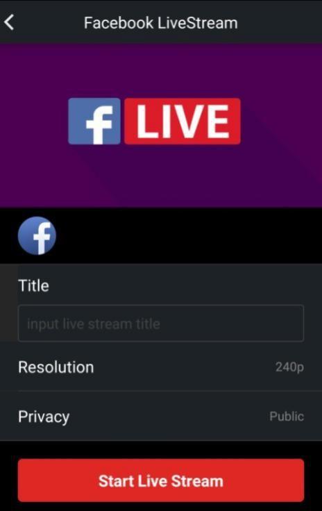 Facebook You will enter the Facebook Live interface when you select the Facebook Live platform, as shown in