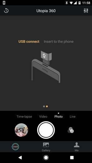 Figure 3: USB connection tips Once you tap OK, the Utopia 360 app will open.