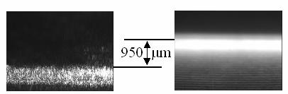 A picture without film is used as reference, when the film thickness increases the laser trace position moves to the top of the picture (see Fig. 7 & 8). FIG.