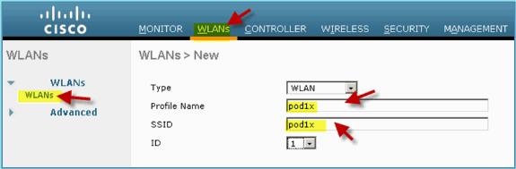 Complete these steps: 1. From WLC, navigate to WLAN > Create New. 2.