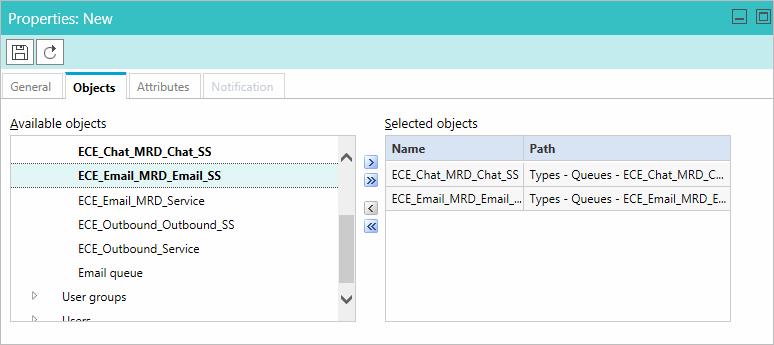 Next, go to the Objects tab and select objects to be monitored. Select from users, user groups, and queues.