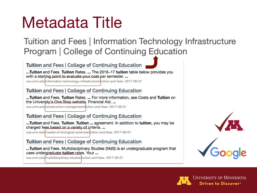 Here at the U, writing a good metadata title can be tricky when we re looking at multiple levels of information.