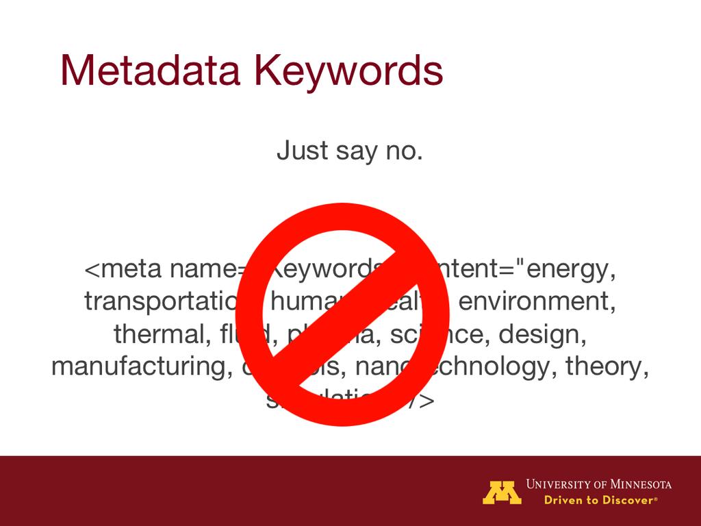 Metadata keywords.