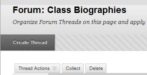Create a New Thread Main topics in a discussion forum are called threads. A thread begins a discussion point and eventually contains a list of connected posts called replies.