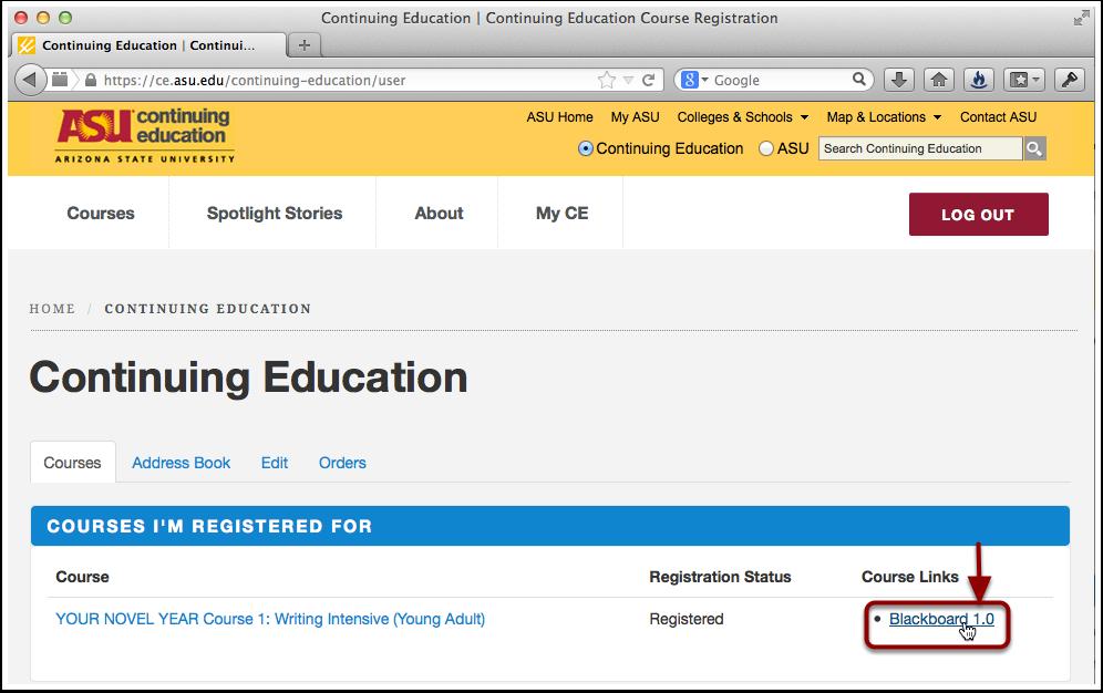 0" Link Courses that you have registered for will appear under the "COURSES I'M REGISTERED FOR" heading.