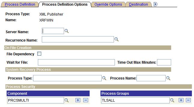 Defining PeopleSoft Process Scheduler Support Information Chapter 6 See Also Appendix A, "Using Process Request APIs," page 191 Setting Process Definition Options To access the Process Definition