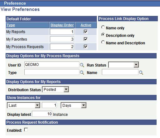 Chapter 7 Using Reporting Console Editing Display Preferences To access the View Preferences page after the initial set up, select Reporting Tools, Reporting Console and click the Preference link.