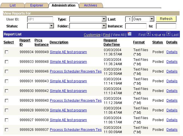 Chapter 5 Using Report Manager Report Manager - Administration page To view the report results in another browser window, click the description of the required report.