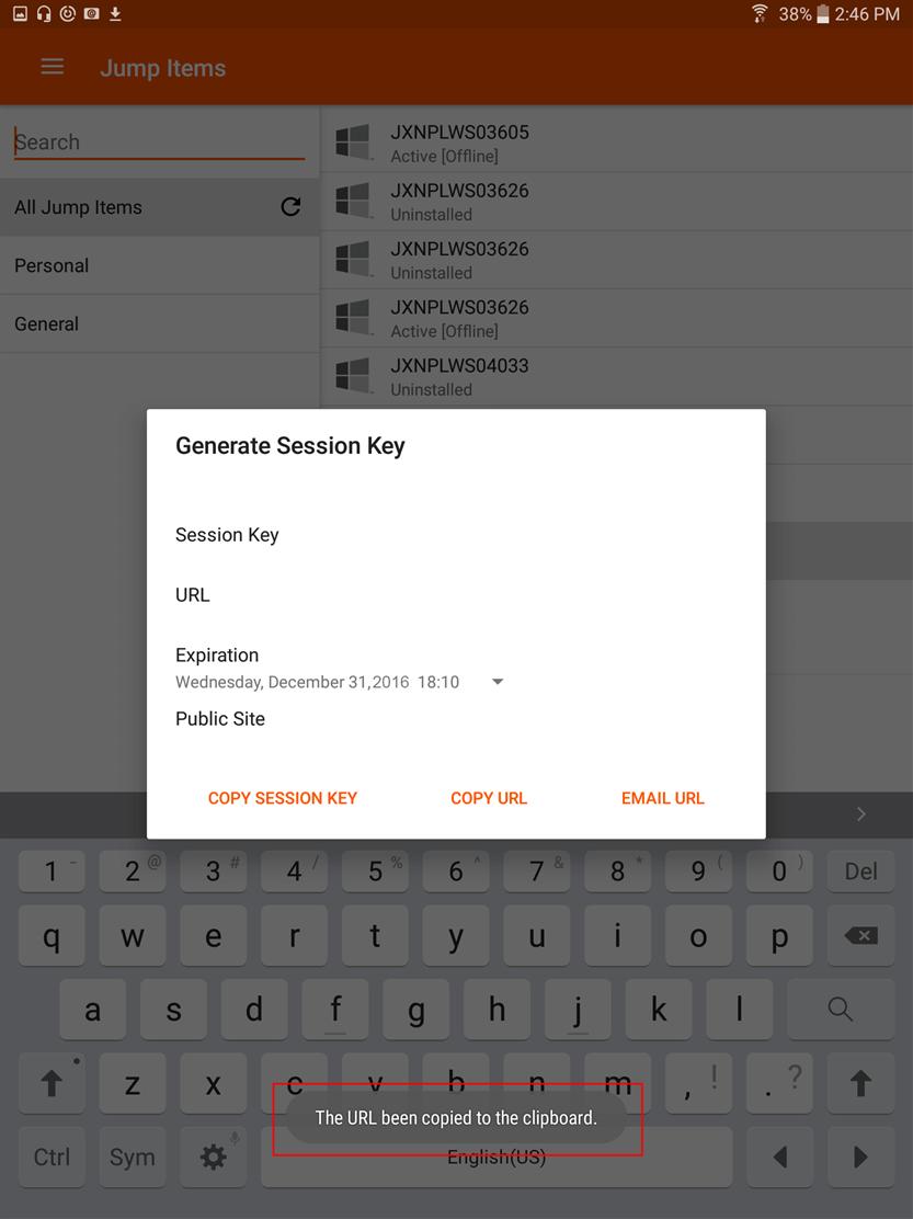 Your customer can start a session either by going to the unique URL or by entering the session key on your public site.