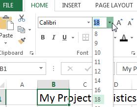 Excel 2013 Workshop Unit 2 Working with Data in Excel 2013 2. Highlight the text you have typed either in cell or in the formula bar at the top.