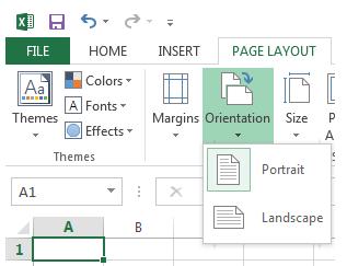 Excel Workshop Unit 1 Getting Started with Excel 2013 5. Page Layout- To continue the page set up, click on Page Layout tab on the menu bar, then select Orientation.