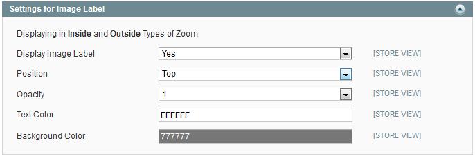 8. Settings for image label Set the option to yes to display a text label for zoomed images.