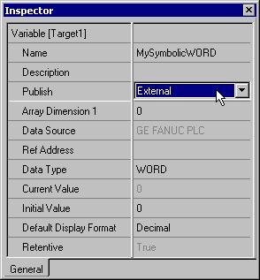 36 Ã Note: The variable displayed above is symbolic because the Ref Address parameter is left blank. The variable is named "MySymbolicWORD" and has a data type of Word.
