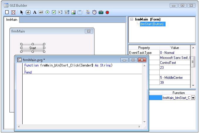 Change the frmmain_btnstart_click function to start the main task as shown below.