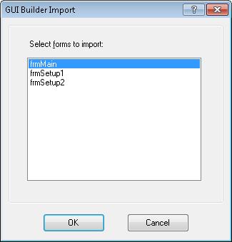 A dialog will appear that has a list of forms in the project you are importing from. 5. Select one or more forms you want to import, then click OK. 6.