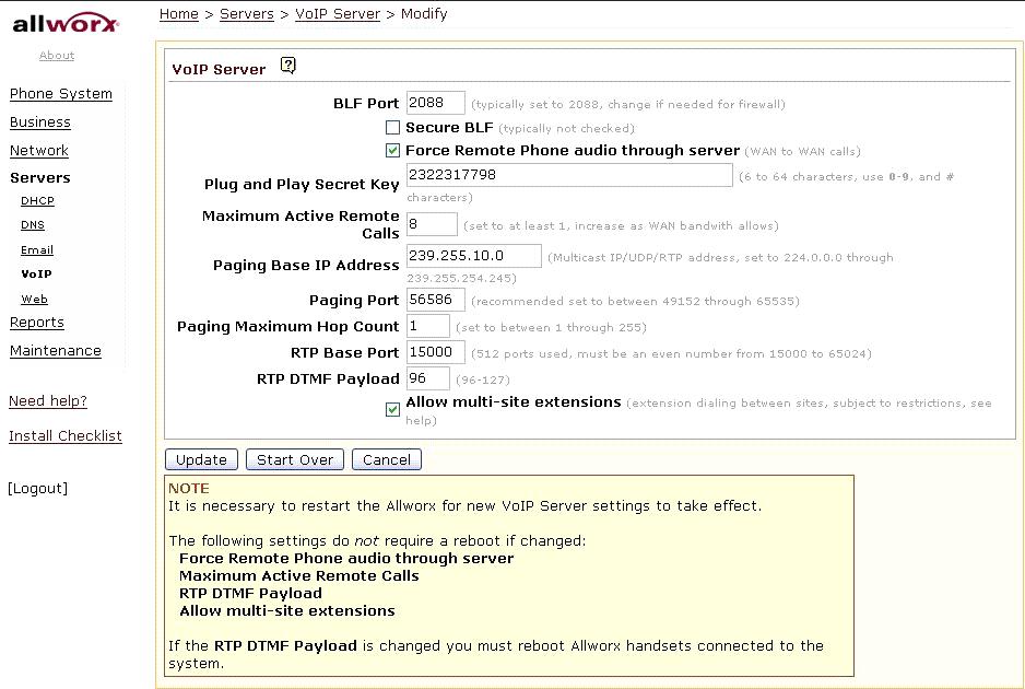 By Default, the checkbox is selected and all audio traffic goes through the Allworx server. This typically requires no special configuration on the remote phone s firewall to operate in this manner.