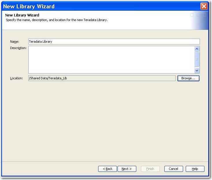 4. Specify a name for your library and select the folder (known as the metadata folder) in which to save this library.