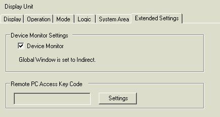 When you select the [Device Monitor] checkbox, [Global Window] operation is automatically set to [Indirect].