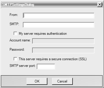 Chapter 2: Setting Up ATX Document Manager Email Settings The Change Button When you click the Change button under Email Settings, ATX Document Manager displays the SMTP Settings Dialog box: ATX
