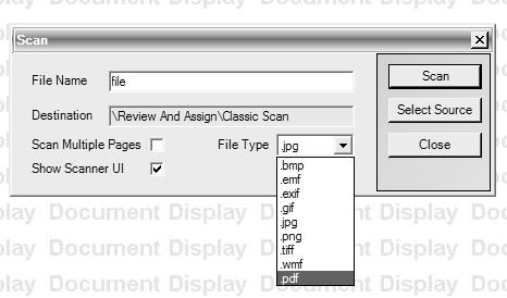 4. Select the type of file from the File Type drop-down list. 5. Click the Select Source button to choose the scanner you want to use.