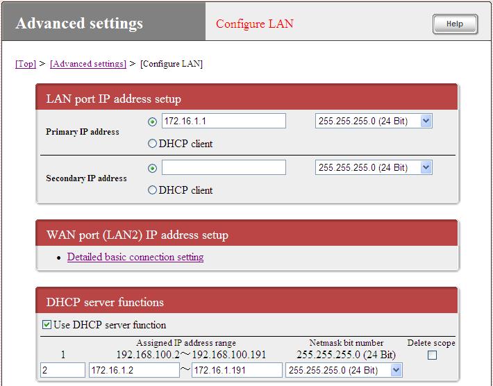 3. LAN interface addressing (3) Fill with LAN interface IP address. Router-A 172.