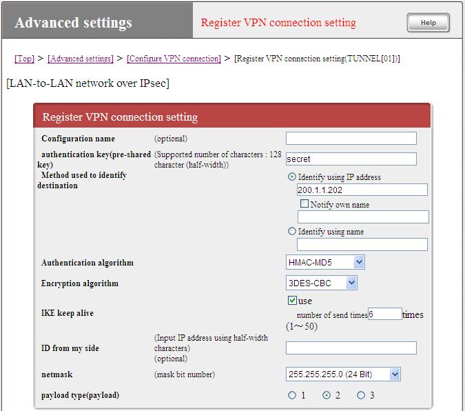 4. IPsec VPN (5) Fill with pre-shared-key. secret Select Identify using IP address and fill with opposite router address.