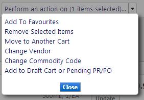 To remove a line item, follow the steps in the table below. 1. Click Items from the Banner area Select Carts Assigned to Me 2.