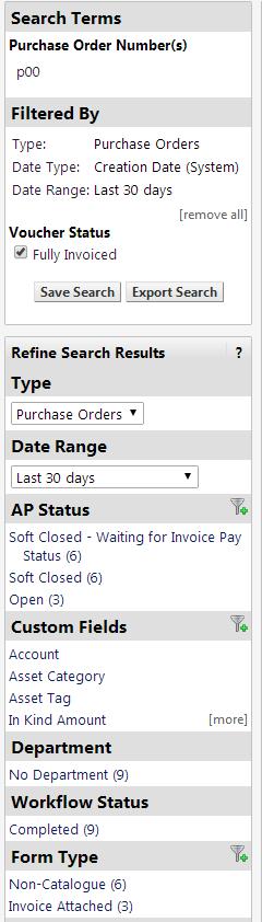 Filtering search results After you conduct a document search, Search Term filters appear in a column on the left of the page, beside the Navigation Bar.