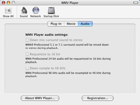 Using the Audio Panel Click the Audio button to display the WMV Player audio settings. These settings control how WMV Player imports audio from files containing Windows Media Audio Professional.