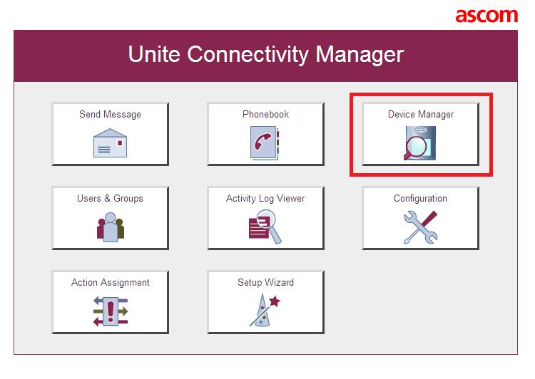 The main screen of Unite Connectivity Manager is seen as