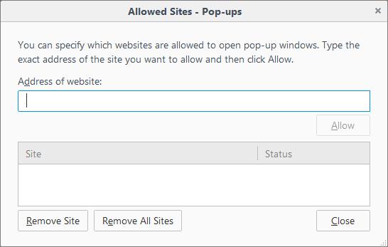 2 Select the Content tab. 3 Check Block pop-up windows, and click Exceptions.