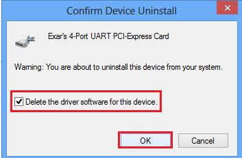 If there is no Delete the driver software for this device. message, just click OK to uninstall the software driver. 6.